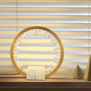 Postmodern Circle Crystal Table Lamp in Gold with Built-in LED